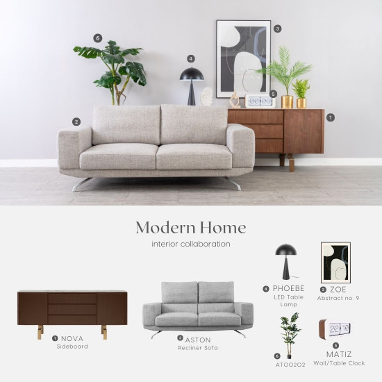 Aston Recliner Sofa, 210, Grey (with ottoman) [In-Stock x2]
